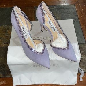 JIMMY CHOO
Lilian 100 Viola Suede Pointy Toe Pumps